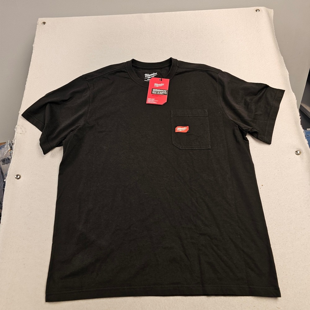 Milwaukee Gridiron Black Pocket T-Shirt Mens XL Short Sleeve Workwear New
